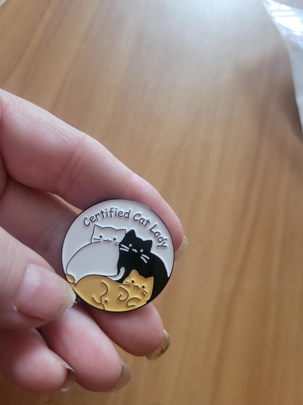 ๐ปBUY 1 GET 1 FREE๐ป Certified Cat Lady Enamel Brooch - White, Black & Gold
